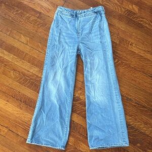 Women's Light Blue Wide-Leg Denim Jeans